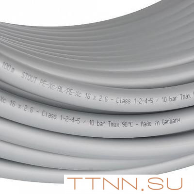 Труба стабильная из сшитого полиэтилена 16 мм STOUT PE-Xc/Al/PE-Xc 16x2,6 (бухта 100 м) серая