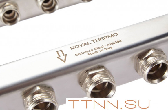 Для отопления Royal Thermo 1" ВР-3/4" НР, 3 выхода, нерж. (RTE 51.103)
