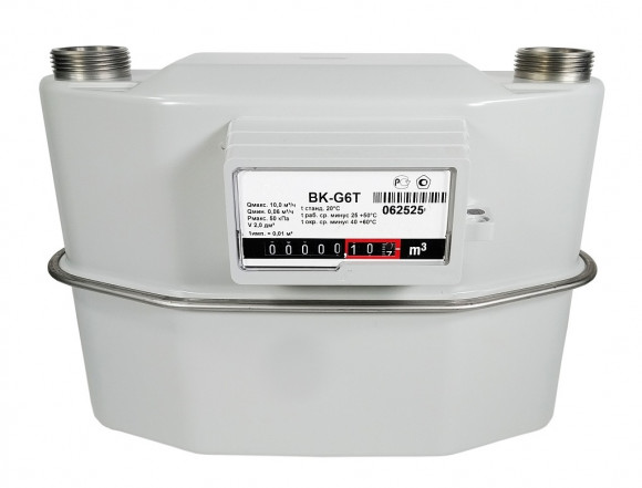 Счетчик газа ВК-G6Т Левый с ТК, 250 мм, 1 1/4 Раско Газэлектроника