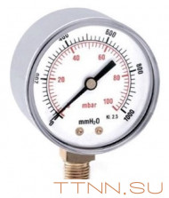 Манометр газовый Watts MG 63 (3/8",250мбар)