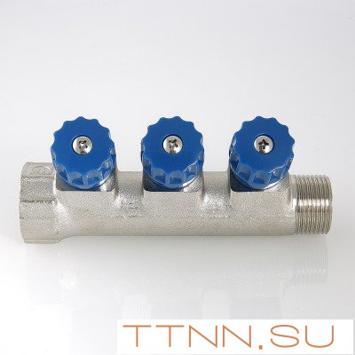 Коллектор с регулировочными вентилями и наружной резьбой Valtec 3/4*3*1/2 VT.560.N
