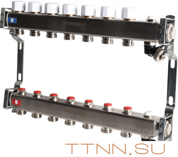 Для отопления Rommer 1"/3/4"x7 с запорными клапанами (RMS-3201-000007)
