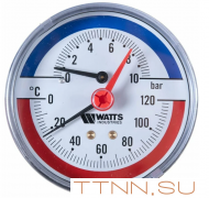 Термоманометр аксиальный Watts FR 818 (TMAX) 10 бар