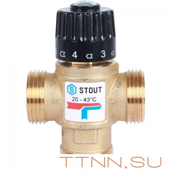 Смесительный клапан STOUT 1 НР 20-43°С KV 1,6 м3/ч Смесительный клапан STOUT 1 НР 20-43°С KV 1,6 м3/ч