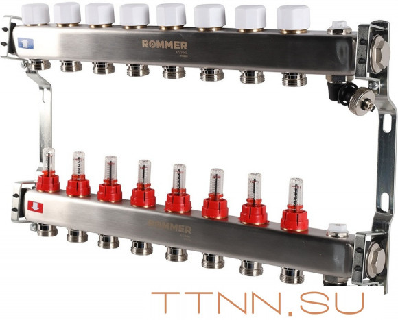 Для отопления Rommer 1"/3/4"x8 с расходомерами (RMS-1201-000008)
