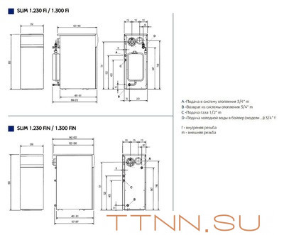 Напольный газовый котел Baxi SLIM 1.300 Fi 5E FF