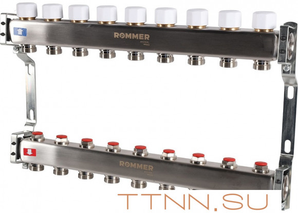 Для отопления Rommer 1"/3/4"x9 с запорными клапанами (RMS-3200-000009) Для отопления Rommer 1"/3/4"x9 с запорными клапанами (RMS-3200-000009)